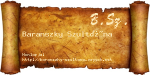Baranszky Szultána névjegykártya